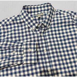 ASH & ERIE Mens Large Blue Gingham Check Long Sleeve Button Down Shirt Preppy